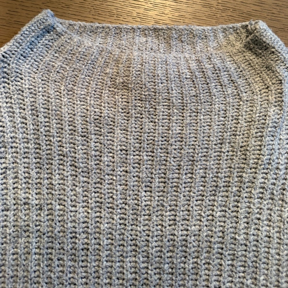 Rachel Zoe Womens Light Blue Grey Mock Neck Balloon Sleeve Chunky Knit Sweater L - Picture 6 of 13